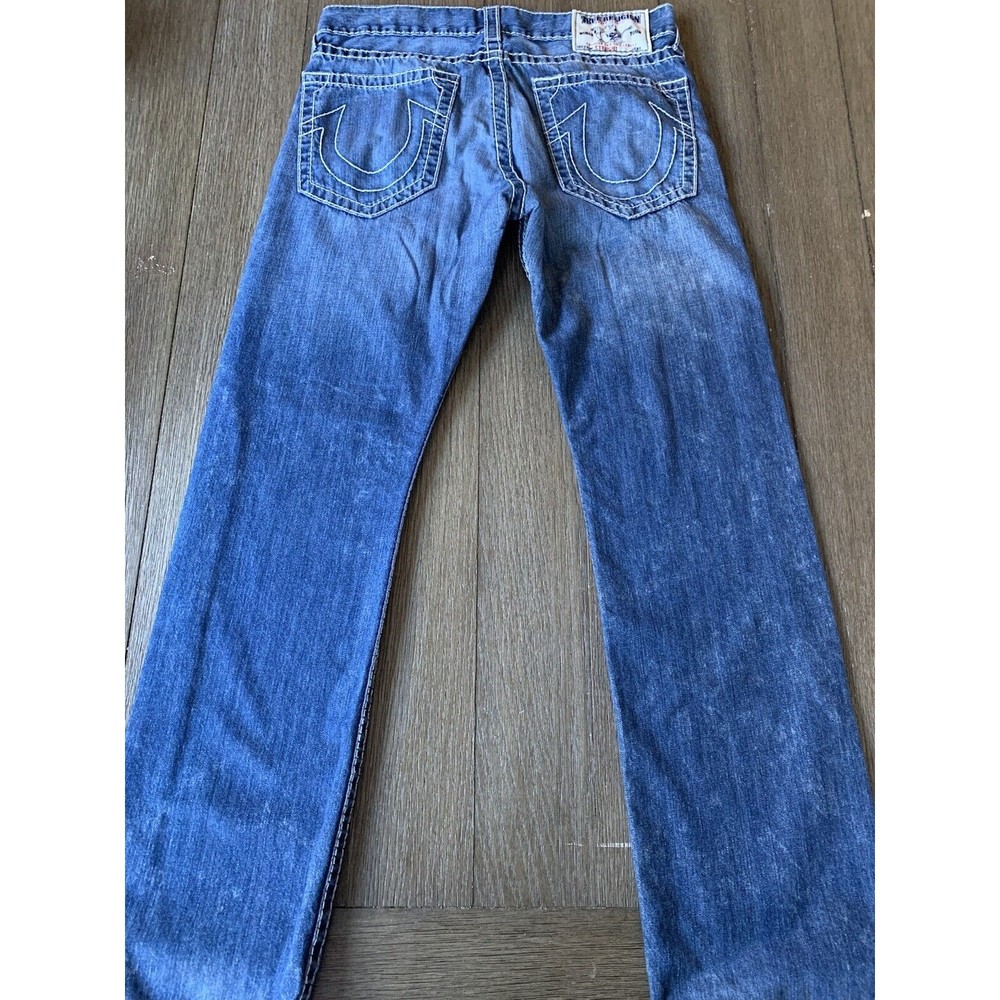 True Religion Jeans Mens 33x34 Blue Geno Straight Dark Stone Wash Pants 33